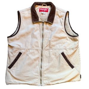 Mens Cream & Brown Denim Fleece Vest